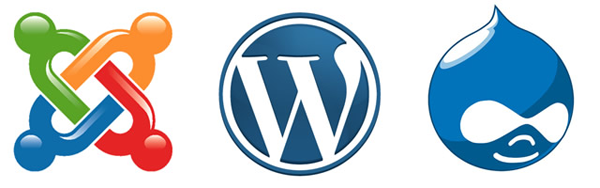 Wordpress Drupal and Joomla Logos
