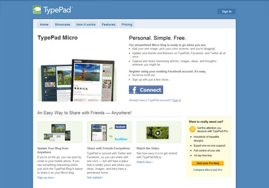 typepad free blog platform