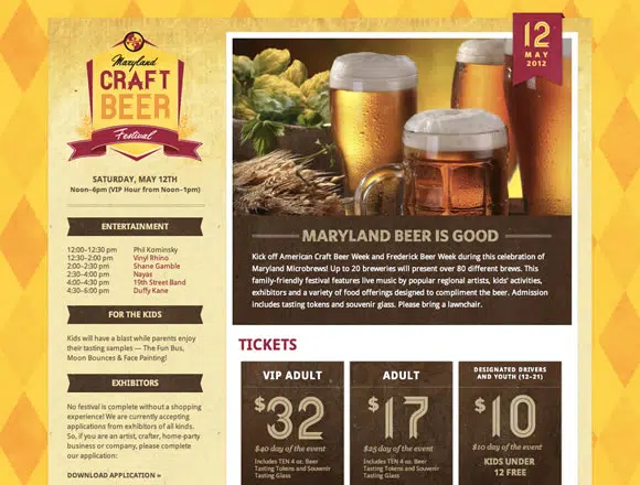 Maryland Craft Beer Festival texture website design