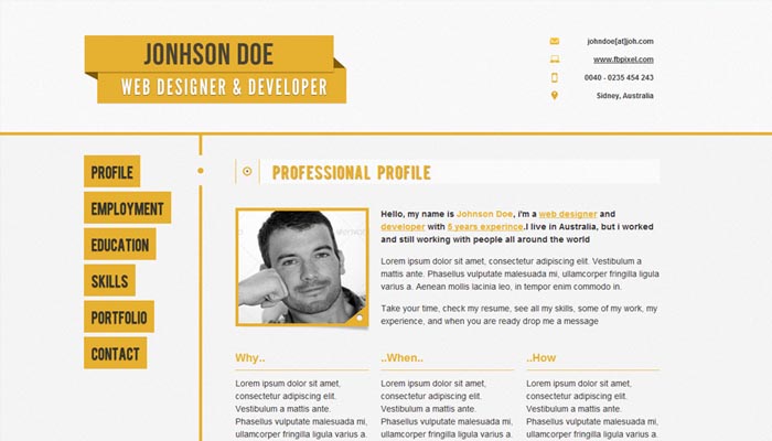 creative resume website templates