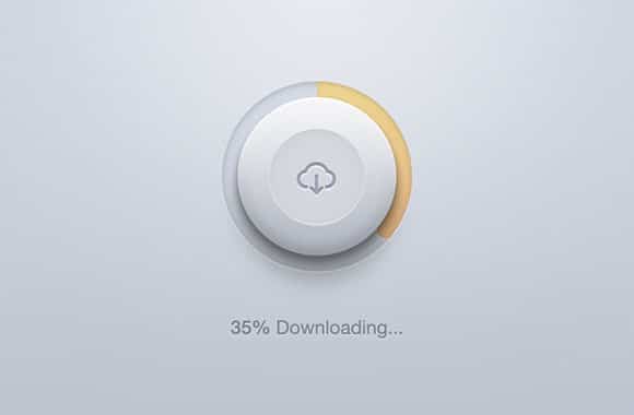 Rounded download button PSD