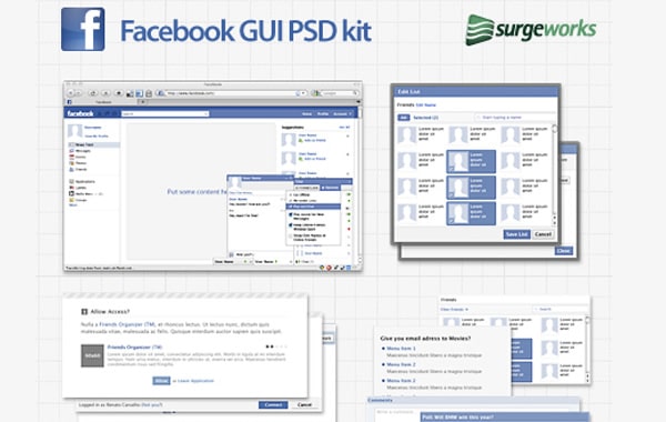 Facebook GUI PSD Kit