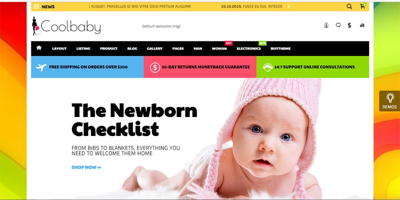 Coolbaby Kids Website Themes