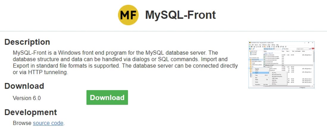 download mysql front