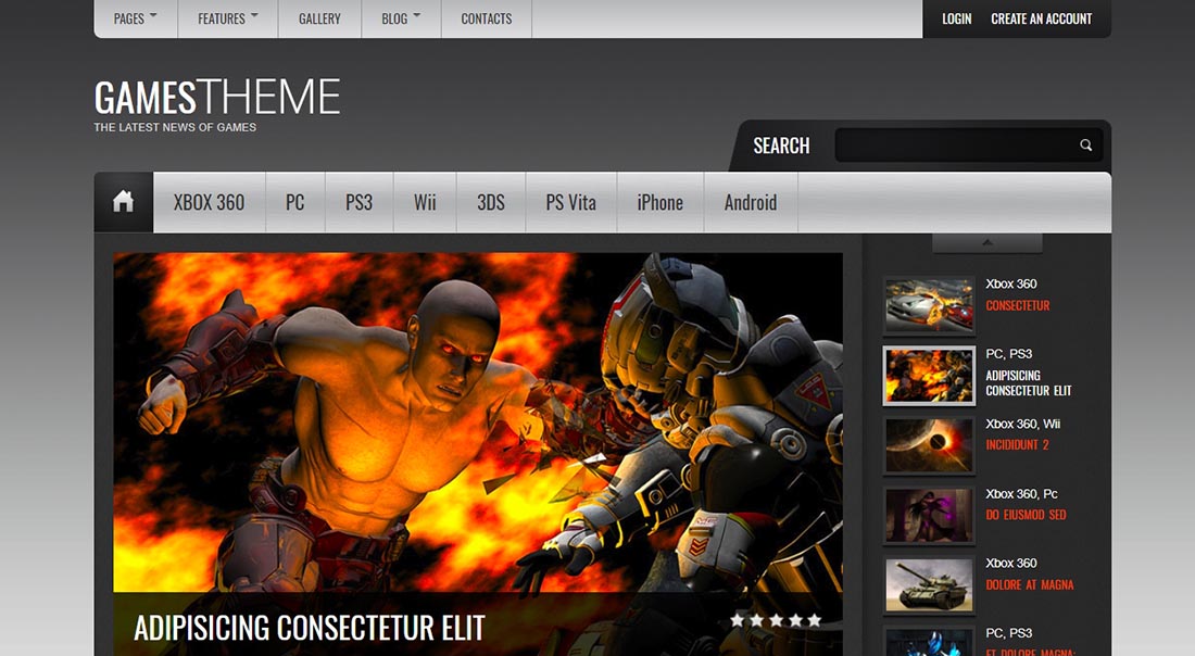 GamesTheme Premium HTML5_CSS3 Template
