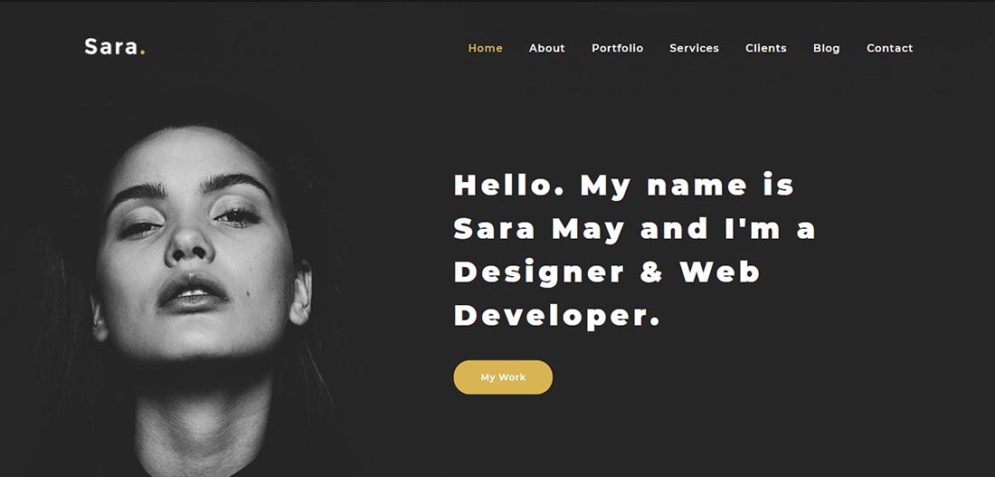 Sara - Modern Personal Portfolio Website Template