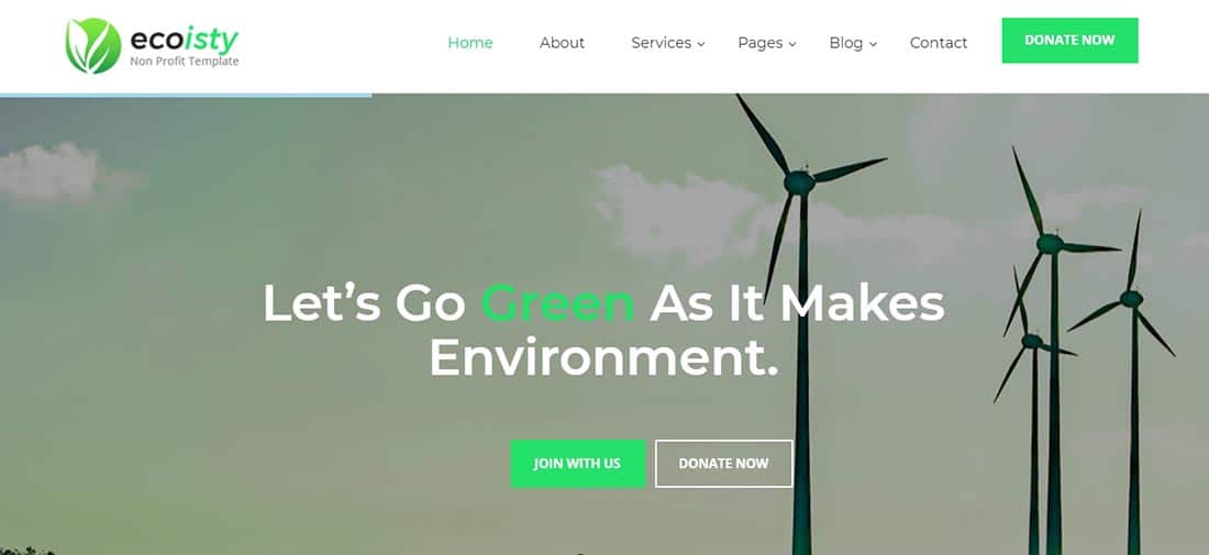 Ecoisty Non Profit Website Template