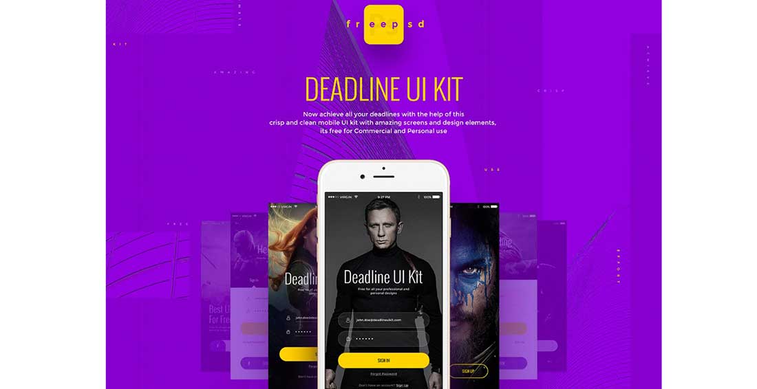 14 Deadline- Free UI kit for Photoshop