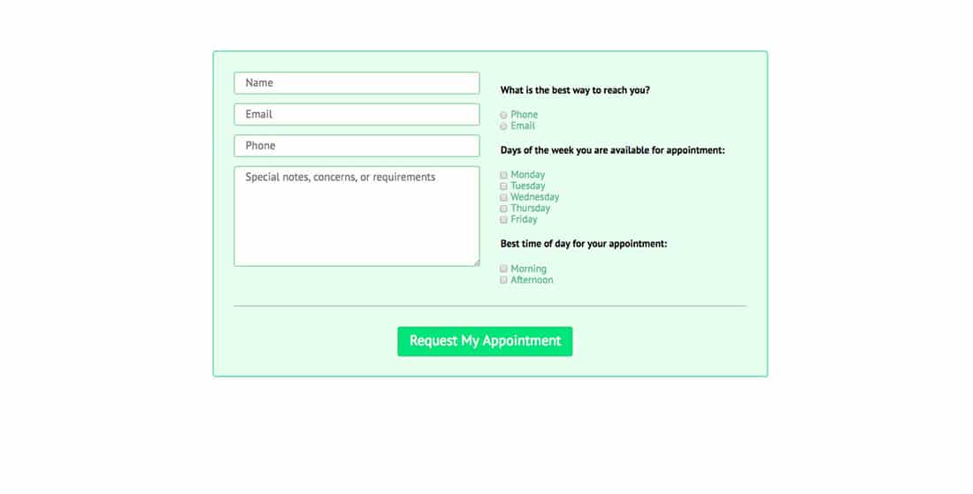 20 Appointment Contact Form