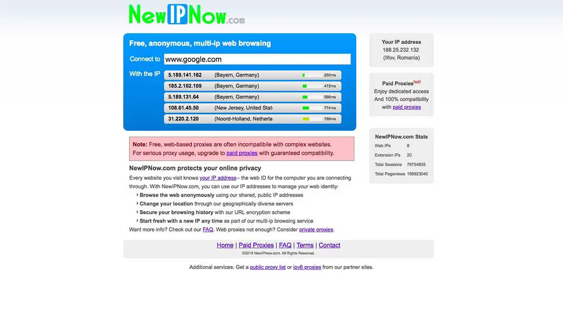 7 New IP Now Free Web Proxy Server
