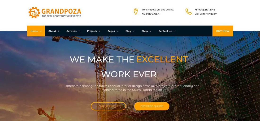 19 Grandpoza - Construction WordPress Theme