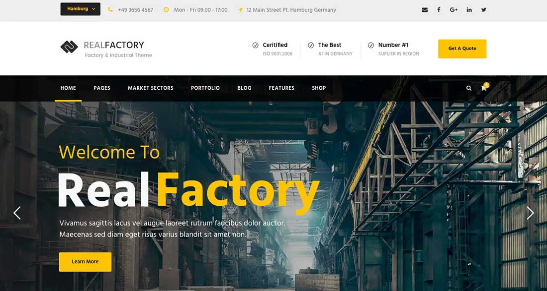 24 Construction WordPress Theme For Construction & Industrial Company | Real Factory