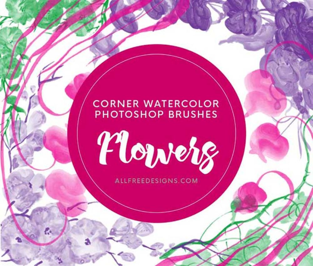 Corner watercolor floral brushes