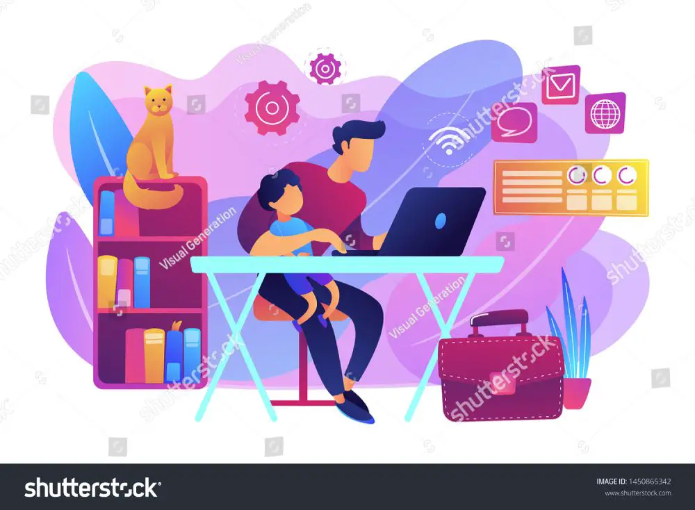 Man managing work from home illustration