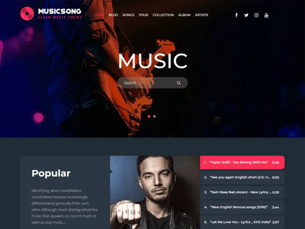 WordPress Themes For Podcasts: MusicSong