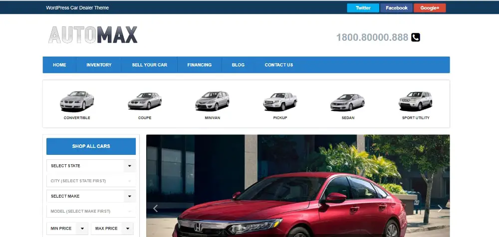 Amazing WordPress Themes for Car Dealers: AutoMax