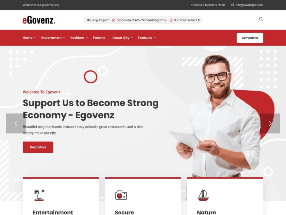 14 WordPress Themes For Government Portals: eGovenz