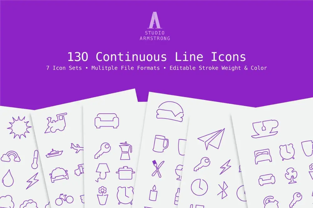 Line Design Icon sets for Your Collection: Continous Line