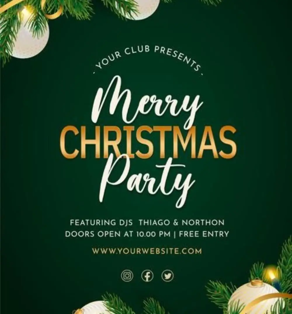 Best Free Christmas Design Assets for Designers: Christmas Party Invitation Template