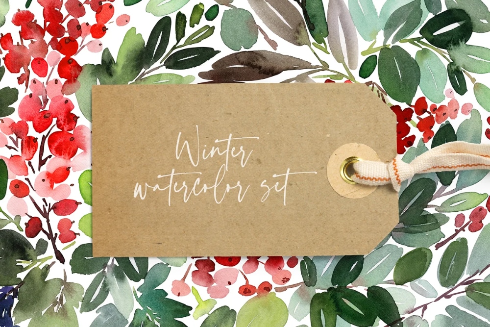 Creative Postcard Templates for the Holiday Season: Winter Watercolour Christmas Set