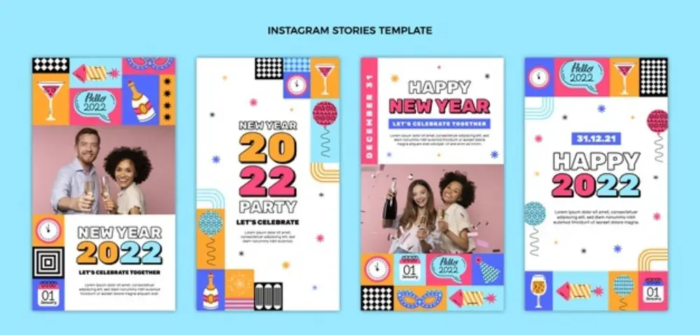 Stunning Social Media Creatives for wishing Happy New Year: Kids Related Instagram Stories Template