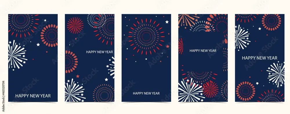 Stunning Social Media Creatives for wishing Happy New Year: Abstract Fireworks Instagram Stories Template