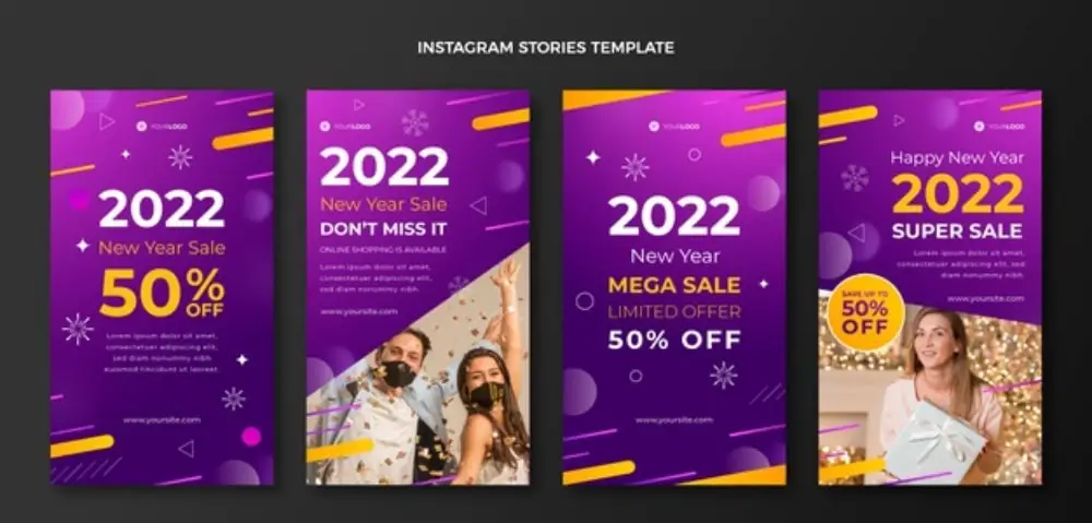 Stunning Social Media Creatives for wishing Happy New Year: New Year Party Instagram PostNew Year Sales Instagram Story
