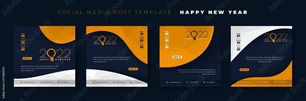 Stunning Social Media Creatives for wishing Happy New Year: Social Media Post Template with 2020 Typography
